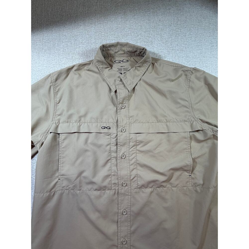 Game Guard Men Tan XL Vented Button Front Fishing Outdoor Shirt Short Sleeve - Picture 6 of 7